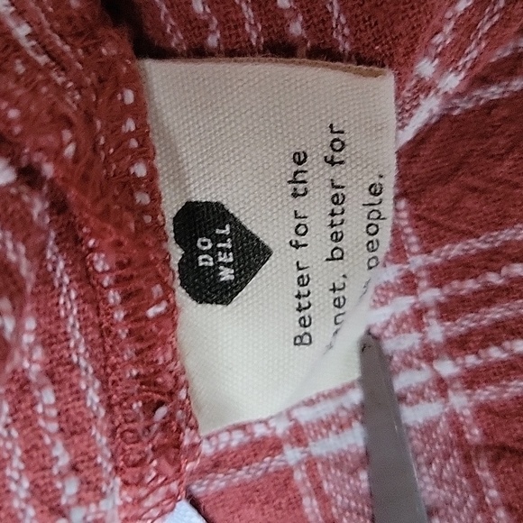 Madewell, plaid, short sleeve baby doll top,red/white, size M - Picture 9 of 9